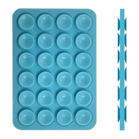 Soporte para teléfono con ventosa de silicona, apto para todos los modelos de teléfono, antideslizante y resistente a caídas, paquete de 2 unidades, color azul. (1/5)