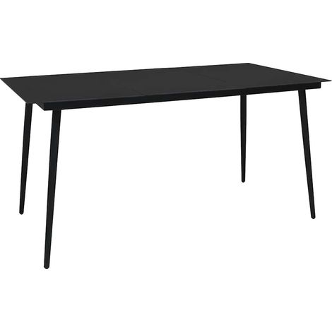 Mobilier à dîner d'extérieur 7 pcs Mobilier de jardin Corde en coton et acier Noir (1/5)