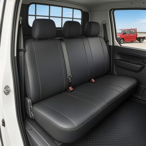 Passform Sitzbezug aus Kunstleder kompatibel mit VW T6, 3er Bankbezug Pritsche (1/4)