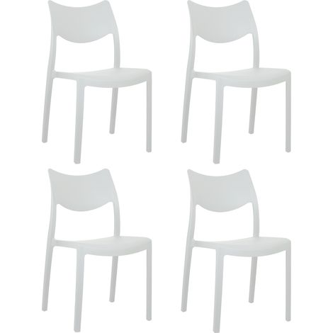 Sedia In Polipropilene Manu Arredo di Design Sedia per Esterno e Interno Impilabile Sedie Moderne Resistenti Sedia per Giardino Cucina 4 SEDIE MANU BIANCO (1/4)