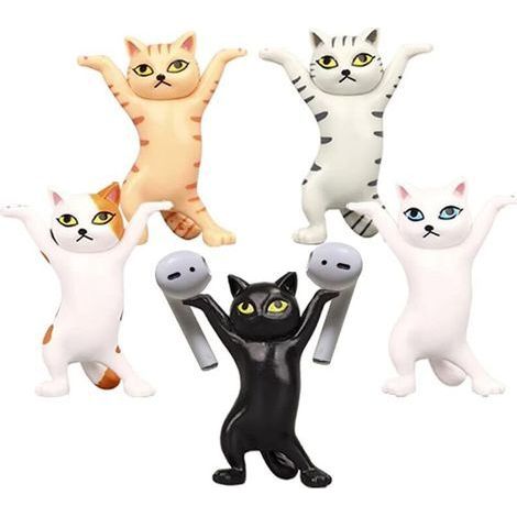 5 x dancing cats and pen holder, Storage box, desk pen holder, Funny cat holder, mini cat figurine, pen holder, cat pen holder, cat figurine toy- (1/5)