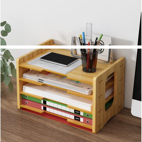 FLITI Multi-Layer Wood-Colored Density Fiberboard Desk Organizer (1/2)