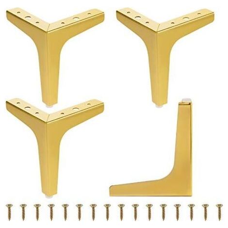 ALLIANDISLot de 4 Pieds de Meubles en métal - 17,8cm - 17,8cm - Pieds de Meubles triangulaires Modernes en métal - pour Armoire, canapé, Chaise Multicolore (1/4)