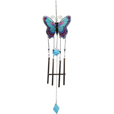Blaues Metall-Windspiel für die Dekoration von Innenräumen, Gärten und Außenbereichen. Ideales Geschenk. (1/5)
