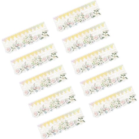 Packung mit 10 Bögen romantischer PET-Spitzenaufkleber, dekorative weiße Blüten für DIY-Notizbücher, Journaling-Zubehör, elegante Blumenetiketten (1/5)