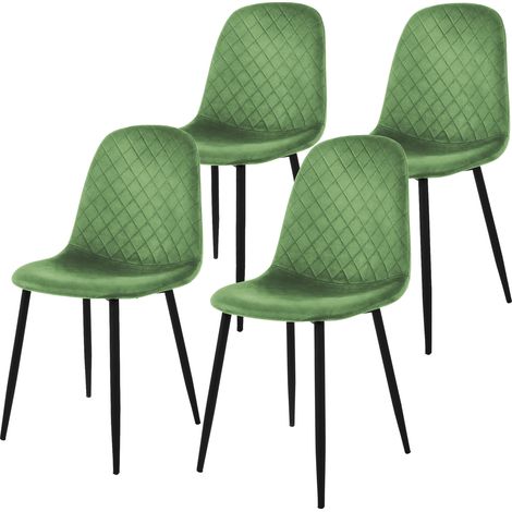 ML-Design Set di 4 Sedie per Sala da Pranzo Rivestimento in Velluto Salvia Poltroncine da Cucina con Schienale e Gambe in Metallo Seduta Ergonomica Sedia per Soggiorno Salotto (1/5)