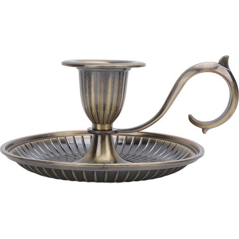 Vintage Candle Holder Round Bottom Taper Candle Stick Stand for Dinner Table Home Decoration Holiday Party Bronze (1/5)