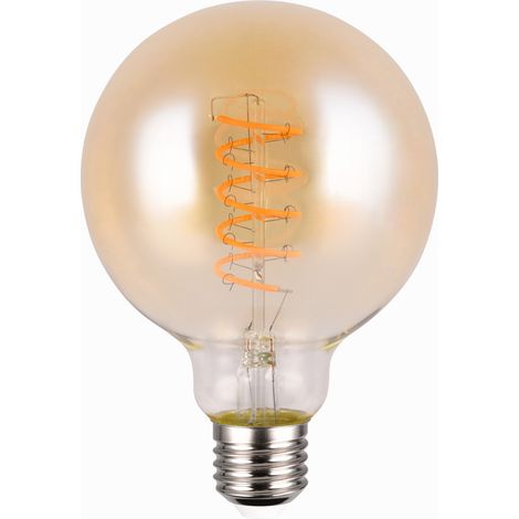 Ampoule, Ampoule globe led E27 spirale avec variateur Ambre en Verre, TRIO