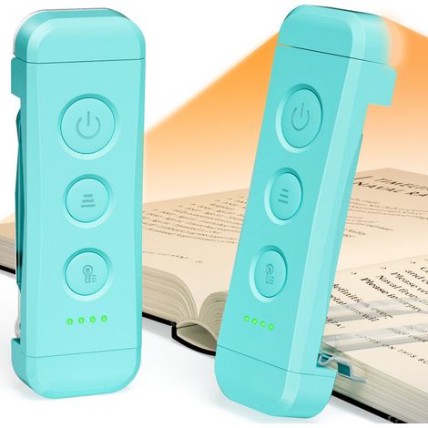 Diese per USB aufladbare Leselampe, eine tragbare LED-Klemmleuchte, bietet drei bernsteinfarbene Lichtfarben und fünf einstellbare Helligkeitsstufen. Kompakt und robust – das perfekte Geschenk für Büc