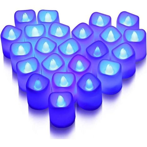 Bougie LED - AMOUNE - Lot de 24 - Sans Flamme - Bleu - Décoration de Fête (1/4)