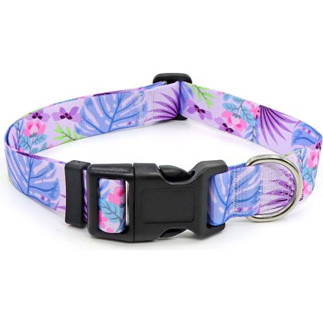 1 collier pour chien, personnalisable avec nom et numéro de téléphone, motif floral géométrique, 4 tailles, pour chiots et chiens de petite à grande taille (1/5)