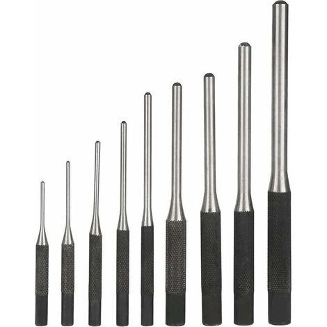 Poinçon - Jeu de Chasse-goupilles en Acier Trempé - Pour Travaux Mécaniques et Réparation Industrielle - 9 Pièces