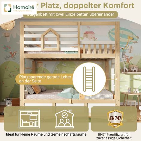Bettgestell Weiß und Polyester 210 x 102 x 184 cm aus Holz mit Stauraum HOMAIRE (1/5)