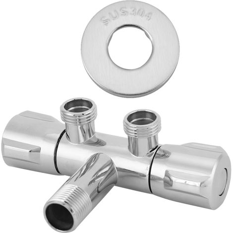 Robinet d'angle double en cuivre pour WC, bidet et douche, accessoires de salle de bain G1/2 (1/5)