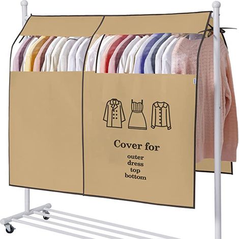 Sollbry Housses anti-poussière pour suspendre des vêtements avec fenêtre transparente 120 x 110 cm avec sangles pour penderie et cintre au sol (1/5)