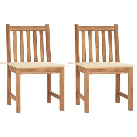 Deux chaises de jardin en teck massif avec coussins (1/5)