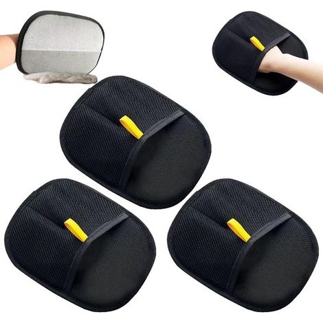Lot de 3 gants de toilettage silencieux pour animaux - Lavables - Idéaux pour le toilettage des chats et des chiens (1/5)