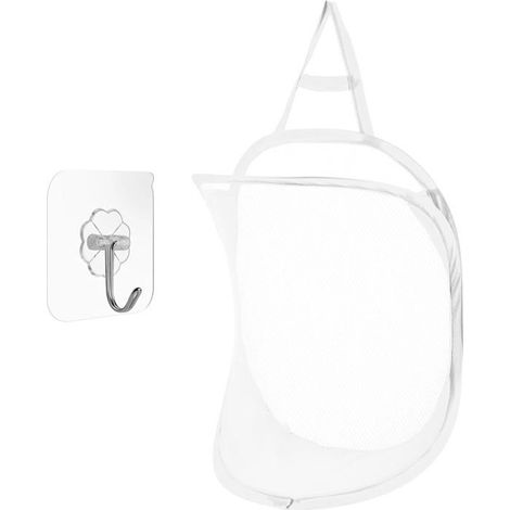 Panier À Linge Pliable En-Petit Panier À Linge Mural Pliable Avec Crochet Auto-Adhésif-Bac À Linge Portable Pour Le Lavage D[CA306] (1/5)