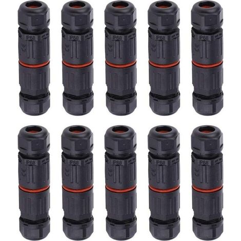 10 Pièces Connecteur Électrique Étanche IP68 Femelle 3 Broches pour Câble Extérieur Prise Courant (1/4)