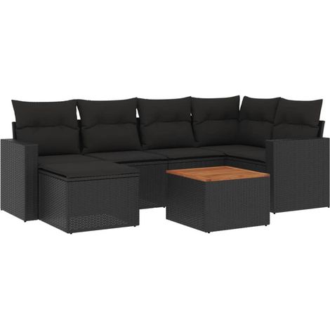 vidaXL Set Divani da Giardino con Cuscini 7pz Nero Polyrattan (1/5)