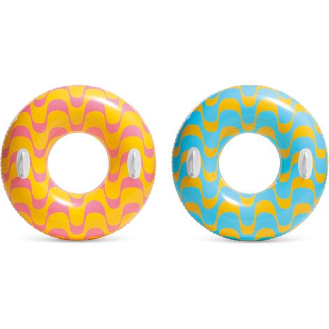 Bouée gonflable pour piscine avec imprimé étoiles, poignée, 91 cm, colorée, pour adolescents et adultes, pour une utilisation estivale à la piscine.-AquaForge (1/5)