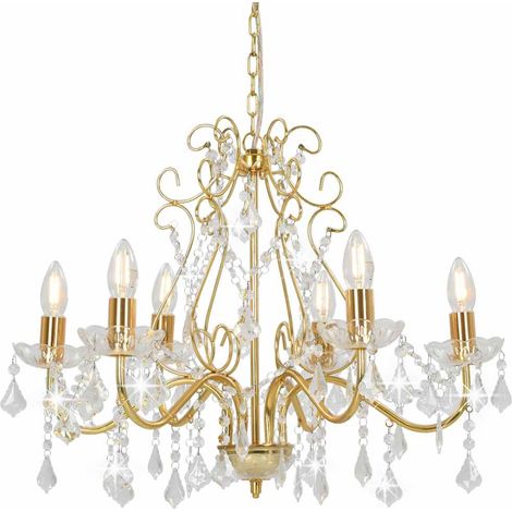 Chandelier Golden, transparent Metal, Acrylic Medium vidaXL (1/5)