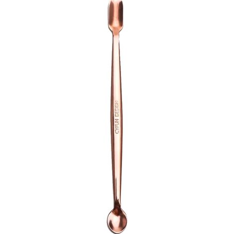 Cucharas artesanales, con dos cabezales, de acero inoxidable, 1 unidad, color marrón. (1/2)