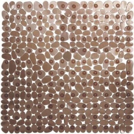 Tappetino antiscivolo per doccia, 54 x 54 cm (marrone), quadrato, antiscivolo e antimuffa, tappetino antiscivolo per il bagno dei bambini, lavabile in lavatrice con ventose