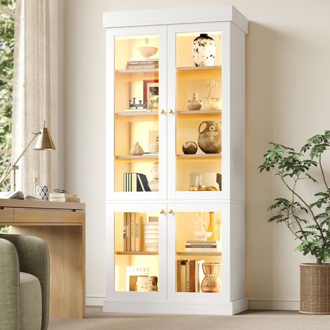 Armadio alto con LED e ripiani 80x40x180 cm OKMYHOME (1/5)