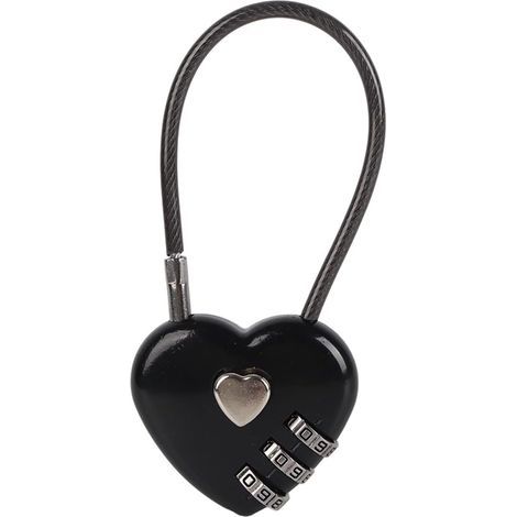 Cadenas à code portable à verrouillage à combinaison à 3 chiffres, cadenas de couple durable en forme de coeur, boîte à bijoux Hall Locker pour bagages de sac à dos(black) (1/5)