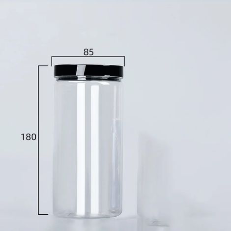 (noir - 280 ml) Boîte de conservation transparente avec couvercle, bouteille d'emballage vide en plastique, seau de rangement circulaire, boîte à biscuits, boîte de conservation alimentaire scellée, r (1/5)