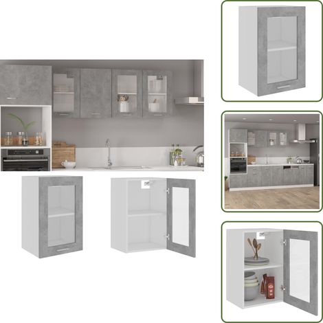 Armario colgante con estantes - vidaXL Vitrina colgante "Lyon" de, gris hormigón, 40 x 31 x 60 cm, madera de ingeniería -