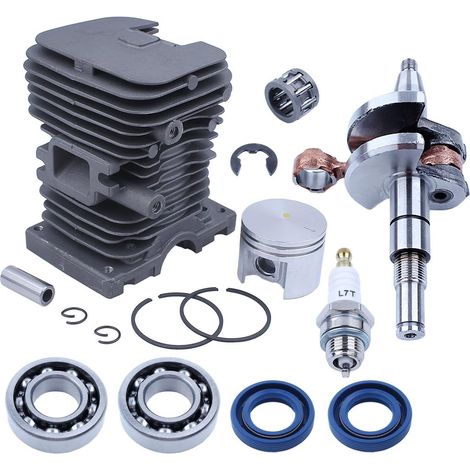 Jeu de pistons de cylindre 38 mm pour Stihl MS180 018 MS170 017 avec bougie L7T Joints d'huile et segments de goupille (1/5)