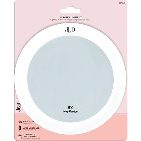 Miroir Lumineux - 3 Intensités de Lumière LED - Grossissant X5 - Avec Ventouses pour Fixation Murale (1/2)