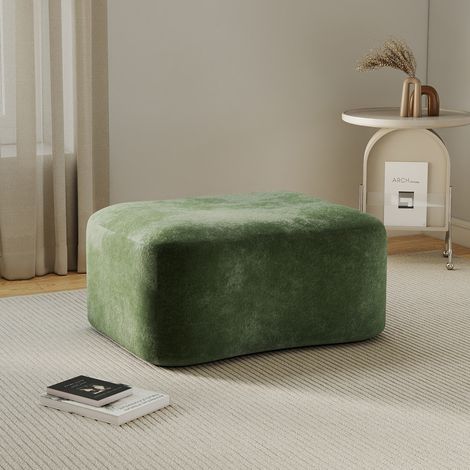 Pour se détendre en famille, canapé d'angle modulaire en velours vert avec pouf, configuration flexible (1/5)