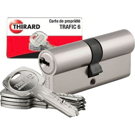 Thirard – Lot de 2 cylindres de serrure double entrée 30x30mm – Nickelé – 5 clés réversibles – Anti-arrachement, anti-perçage, anti-crochetage