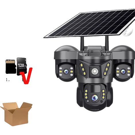 Cámara de seguridad, conectividad 4G, alimentación solar, cámara 4G con tarjeta de 128 GB (1/2)