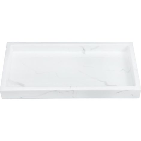 Plateau de Rangement en Résine Motif Marbre pour Salle de Bain, Large Utilisation et Toucher Confortable, pour Lavabo et Coiffeuse'-'-