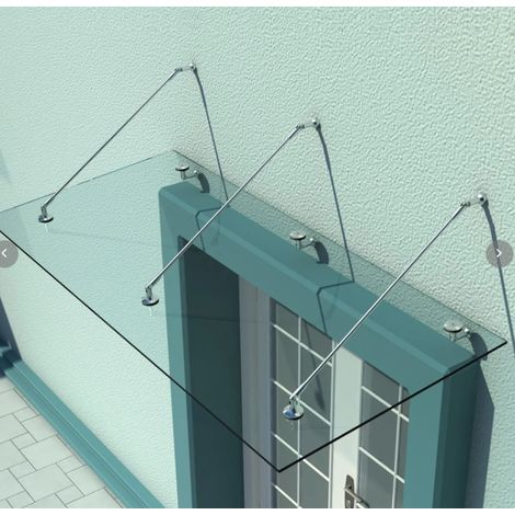 Marquesina de puerta de vidrio templado y acero OKMYHOME (1/5)