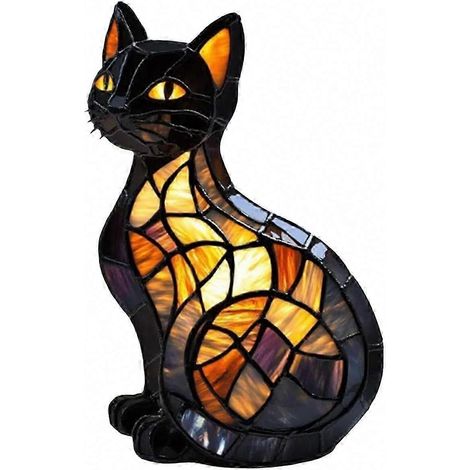 LED-Katzen-Stehlampe aus getöntem Glas, Retro-3D-Nachtlicht aus Kunstharz, hochwertige Schreibtischbeleuchtung für Haustiere (1/5)