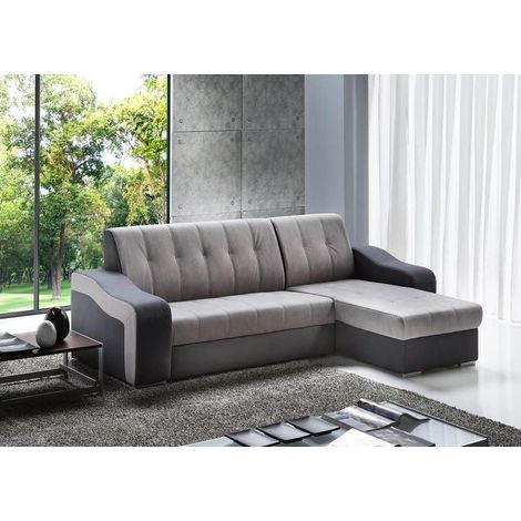My Brand Germanvox Divano Gilda ad Angolo, Funzione Letto e Chaise Longue Contenitore Reversibile, Rivestimento tessuto Cat. Extra, Grigio scuro e grigio chiaro L.247 P.157 H.88 cm (1/3)