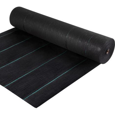Mophorn 5.8oz Weed Barrier Landscape Fabric, 4ft x 300ft Heavy-Duty Woven Geotextile for Garden and Patio, Black Cover Mat (1/5)