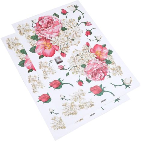 2 Pièces Sticker mural fleur de pivoine garniture de miroir autocollants pour les murs latte autocollant mural adhésif mural etiquette autocollante autocollants de fleurs roses PVC (1/5)