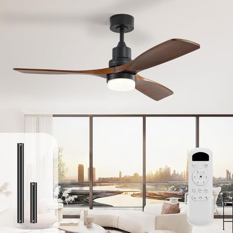 Ventilateur Plafond avec Lumiere 132cm Lampe Ventilateur Plafond Bois Massif Telecommande 6 Vitesses Silencieux DC Réversibles Minuterie pour Chambre (1/5)
