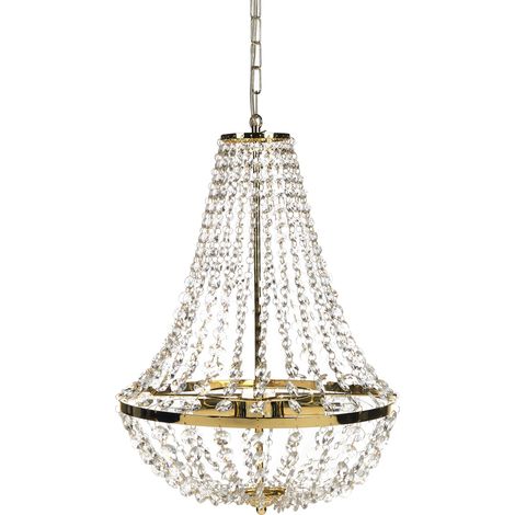 Lampadario in ferro con cristalli acrilici in stile glam Oro Diamante