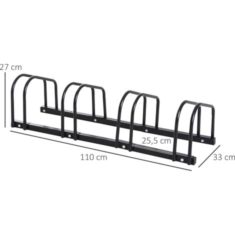Porte-vélos pour 4 vélos, résistant aux intempéries, fixation murale ou au sol, acier 110 x 33 x 27 cm (1/5)