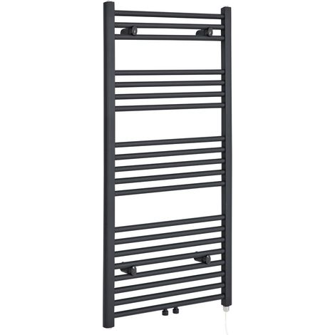 Hudson Reed Neva - Sèche-Serviettes Design Électrique Moderne - Raccordement Central - Anthracite - 118.8 cm x 60 cm (1/5)