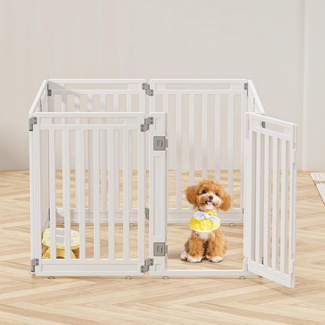 Parc pour Chiot, Enclos pour Chien Interieur et Externe, Parc pour Animaux avec Porte, Solide et Smoth, Installation Simple, Blanc 112 x 112 x 80 cm (1/5)