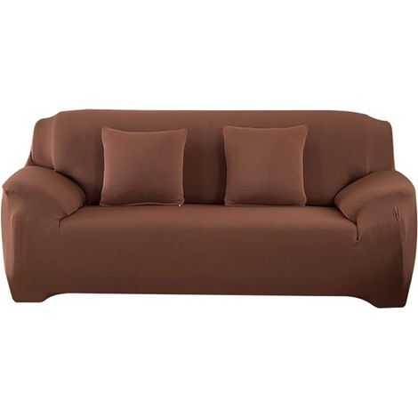 Sofa cover, 2-seater sofa cover with armrests, elastic sofa cover, universal, 145-185 cm, brown MUMU (1/4)