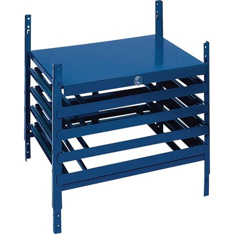 Élément de tiroirs LOGS 220 H520xl540xP390 mm 4 tiroirs verrouillable pour bacs bleu (1/2)